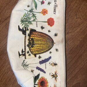 Bees & Honey Illustrated Zipper Pouch - Floral & Bee Design